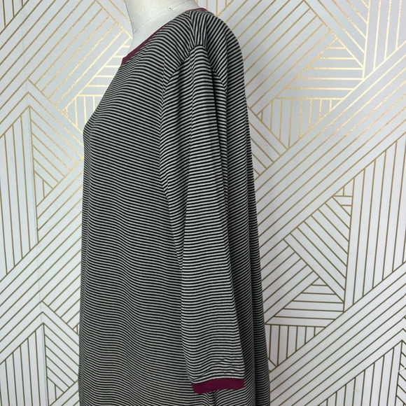 Alembika Tunic Top Blouse 3/4 Sleeve Striped Pullover Black Tan Size 2 US 8‎ 10 - Picture 6 of 12